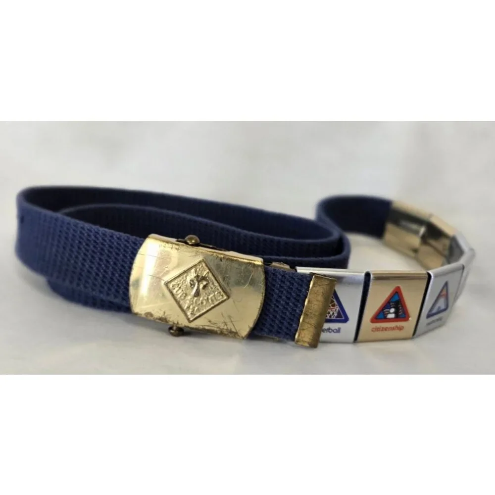 Cub Scout Vintage Belt With Merit Badge Sliders Made In USA Team Building